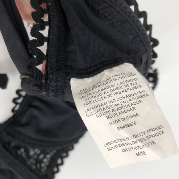 Becca by Rebecca Virtue Swim Two Piece Bikini Set Medium Black Crochet Strappy - Picture 9 of 13